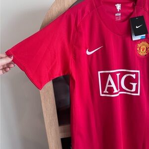 Nike Manchester United Ronaldo #7 Home Jersey Red AIG Soccer Shirt Large NWT